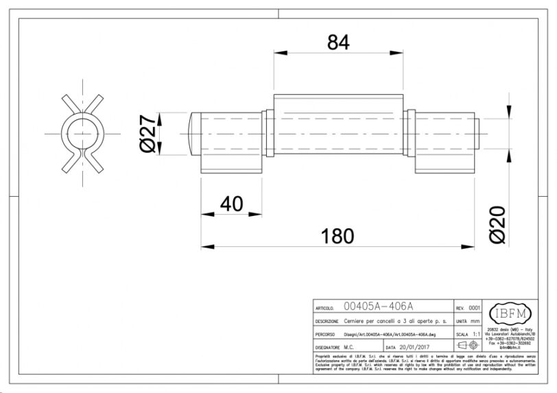 Cerniera per Cancelli a 3 Ali Aperte 180 MM - immagine 2