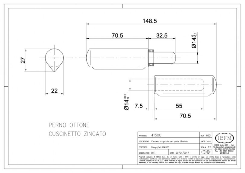 Cerniera a Goccia per Porte Blindate - immagine 3
