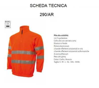 PYLE alta visibilita con zip corta arancio bande 5 cm - immagine 2