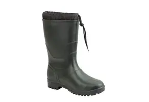 Stivale PVC verde invernale con fodera in pelliccia termica.